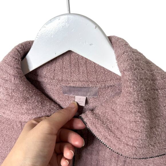 Barefoot Dreams CozyChic Lite Half Zip Pullover Tunic Sweater Mauve Blush Large - Picture 8 of 9